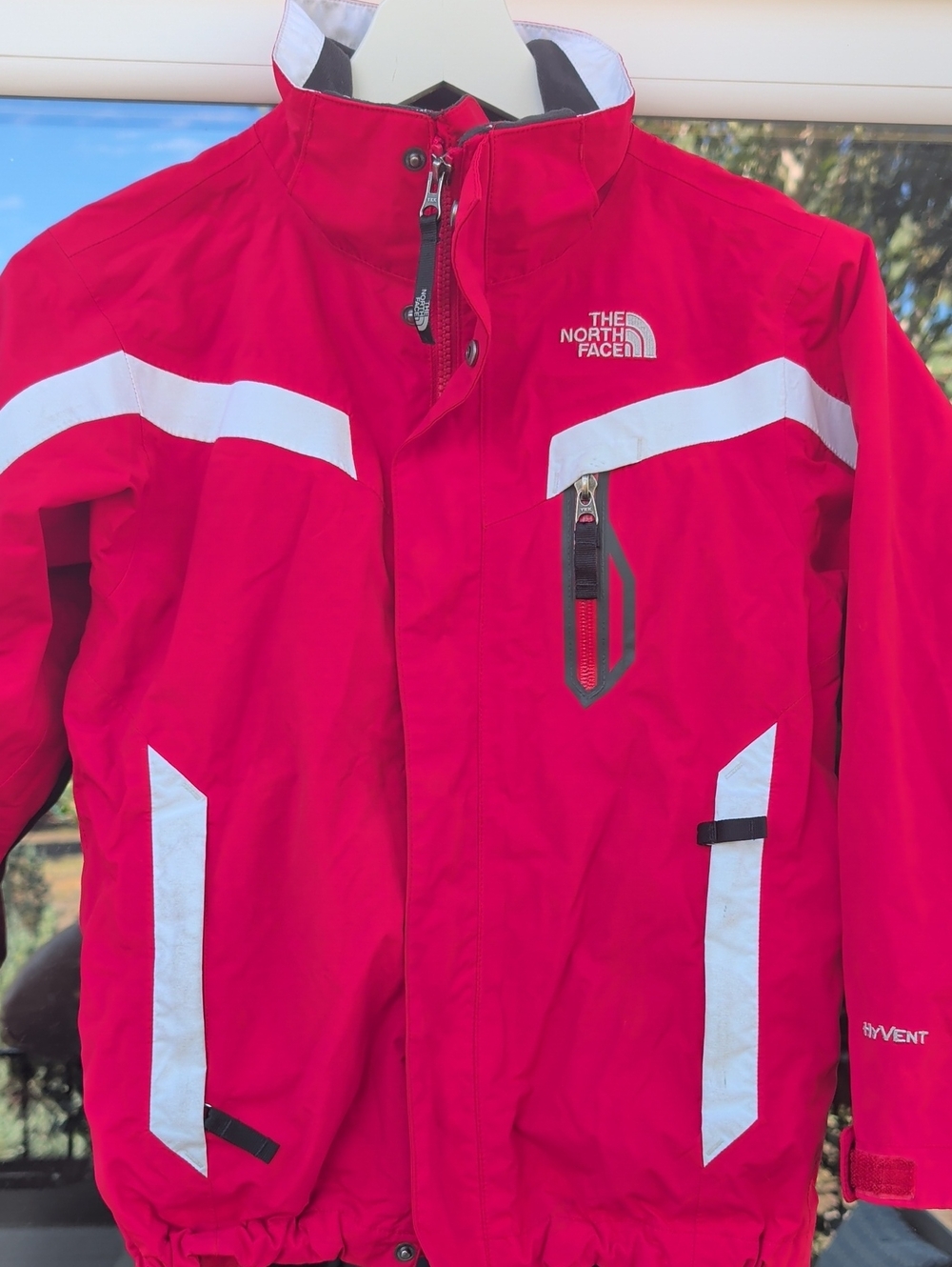 The North Face Kids Red Ski Shell with White Accents